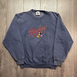 Vintage Mickey Mouse 1990s Blue Sweatshirt Medium Disney Heavy Weight